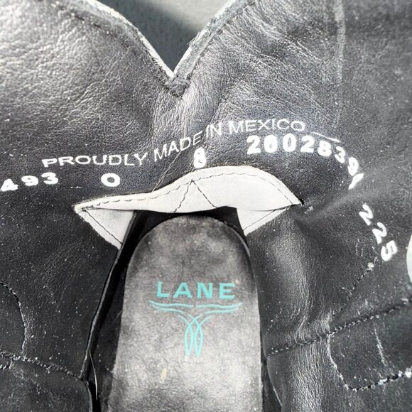 Lane LEXINGTON Womens Cowboy Bootie 8 Washed Denim Western Cowgirl Short Boots - Picture 10 of 12